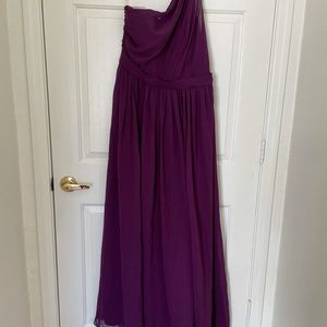 A-Line one shoulder floor length chiffon dress